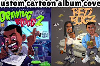design stunning cartoon album cover mixtape cover album cover artwork punk, rock