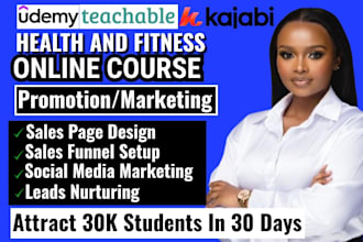 udemy online course promotion kajabi health and fitness course sales funnel