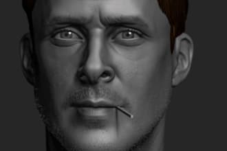 craft sculpt 3d realistic head bust model, 3d face,  3d cosplay, 3d helmet mask
