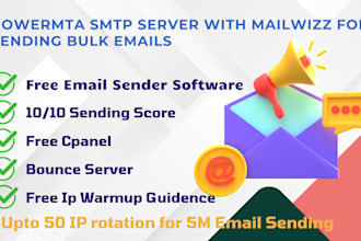provide powermta smtp to send emails with mailwizz, postfix smtp, smtp server