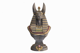 3d animie bust, anubis sculptor, 3d ancients statue, diety minis, 3d prints, stl
