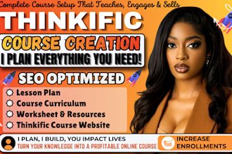 create thinkific course website course curriculum lesson plan and worksheets
