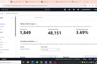setup amazon ses AWS account approved for 50k email sending