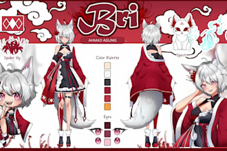 draw anime character reference sheet for vtuber, game, oc, sticker, live2d model