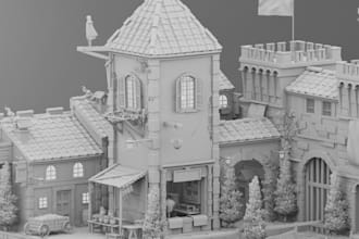 make 3d polygon modeling, terrain miniature, house building environment 3d print