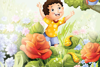 colorful and fun children story book illustration