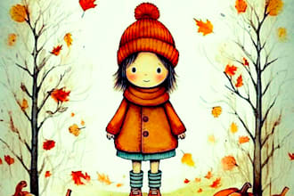 create hand drawn watercolor illustration for children book