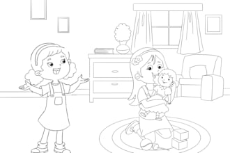 illustrate 30 engaging KDP coloring book pages for children,