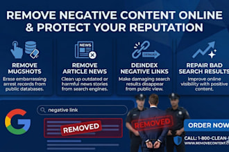 remove mugshots,bad search results,negative news article, deindex negative links