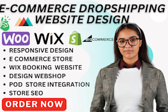 design woocommerce website, webshop ecommerce website wix booking shopify pod