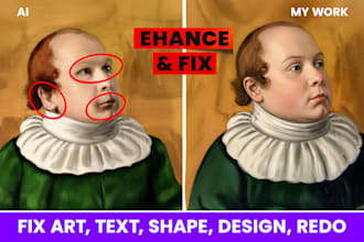 fix and enhance ai photo, fix ai logo, design and recreate with illustrator