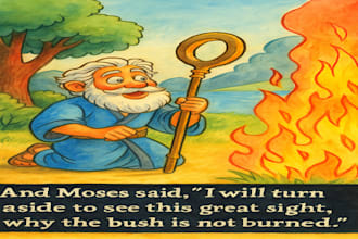 draw bible themed illustrations in any style, christian children book