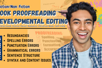 developmental book editor, proofread memoir, fantasy fiction novel, nonfiction