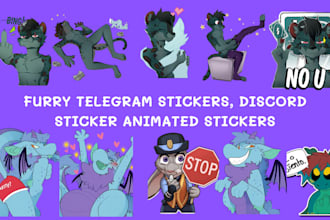 draw custom furry, nsfw, and animated crypto stickers for telegram discord, nft