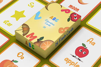 design 26 educational kids flash cards, teach your kids through playing