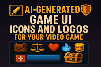 design ai game UI icons and assets for your video game