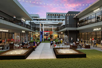 renew 3d modern shopping complex,cgi mail interior,exterior design,grocery store