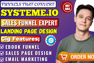design and clone systeme io sales funnel landing page in systeme io ebook funnel