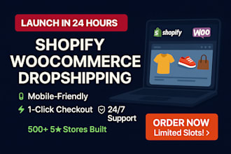 design your shopify or dropshipping store with lightning fast 24 hour setup
