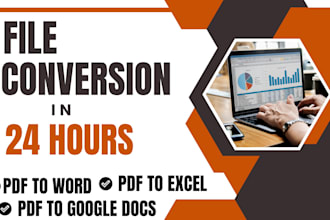 convert PDF to word, excel, google docs and bank statements in 24 hours