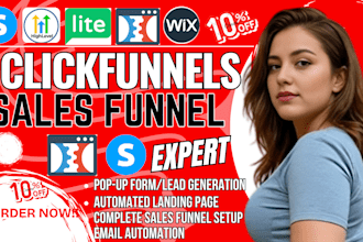 design sales funnel in clickfunnels, systeme io landing page, or website design
