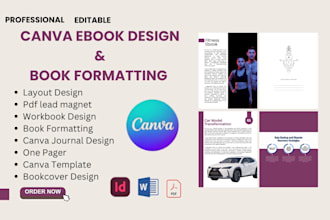 do canva ebook, one pager, workbook, lead magnet design, book formatting layout