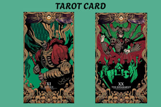 illustrate tarot card design tarot card style, healing tarot card deck design