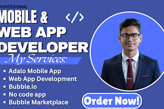 build adalo mobile android ios web app bubble io marketplace no code development