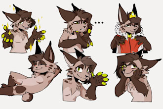 draw line art nsfw animated stickers, fur furry fursona telegram sticker pack