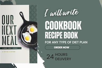 do cookbook or recipe book design, cooking recipe, food recipes, publishing