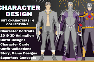 do portrait character design collection outfits design superhero designs