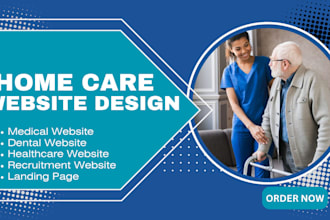 design home care website, healthcare, ederly care, clinic website godaddy