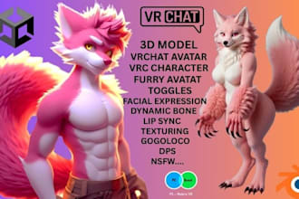 create 3d custom vrchat avatar vrc vr character furry avatar nsfw fursona unity