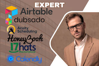 set up dubsado and honeybook crm account, 17hats, acuity scheduling honeybook