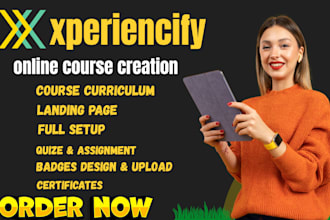 setup online course creation using  xperiencify and gamification with worksheet