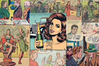 draw retro comic book pop art retro vintage illustration retro vintage poster