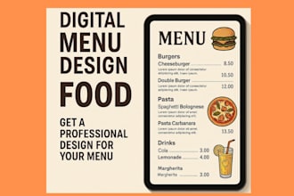 design digital menu board or animated and elegant menu for your food business