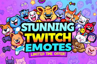 cute custom twitch emotes badges and animated streaming art chibi kick discord