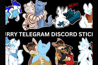 furry telegram stickers, discord animated sticker, furry oc art, fursona sticker