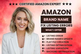 fix amazon listing and update incorrect  amazon brand names across listings