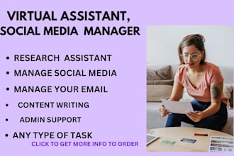 be your virtual assistant for admin tasks, wordpress, social media management