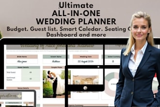 couple planner, wedding planner, marriage planner invitation, design on canva