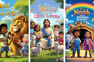 design 3d children book illustration, christian book illustration, faith book