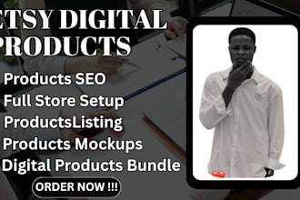 setup etsy digital products shop, etsy product listing SEO
