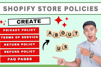 write SEO about us, return, privacy policy, shopify gdpr compliant legal pages