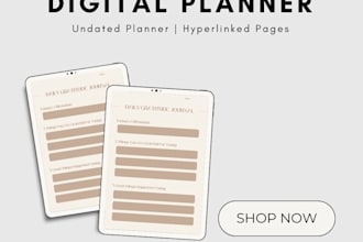 design etsy digital planner printable planner, hyperlinked planner design