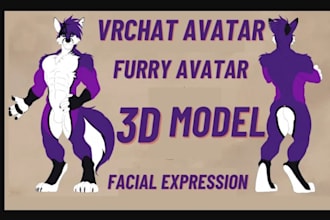 model vrchat avatar, furry avatar, 3d vtuber fursona nsfw model