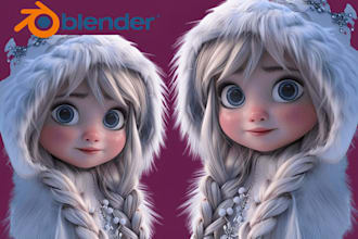 do 3d cartoon character with a clay portrait in style for game character model