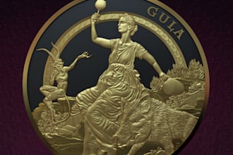 3d reprintable coin model,bas relief medallion cnc router diorama model with 3d