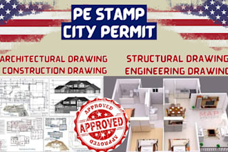 stamp structure architecture plan for florida, texas, ca city permit, pe stamp